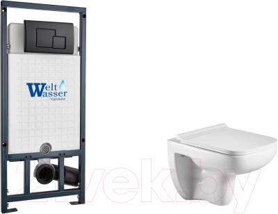 Унитаз подвесной с инсталляцией WeltWasser Marberg 507 + Kehlbach 004 GL-WT + Mar 507 SE MT-BL - фото