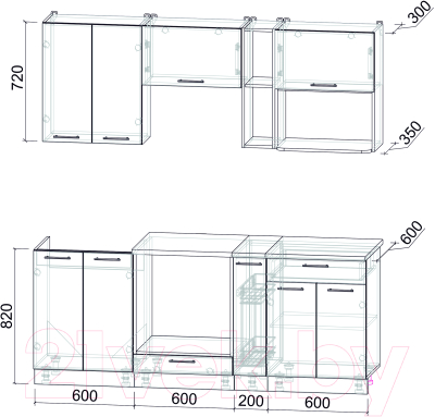Кухонный гарнитур Интерлиния Мила Лайт 2.0 ВТ (персидский жемчуг/дуб веллингтон/серый каспий)