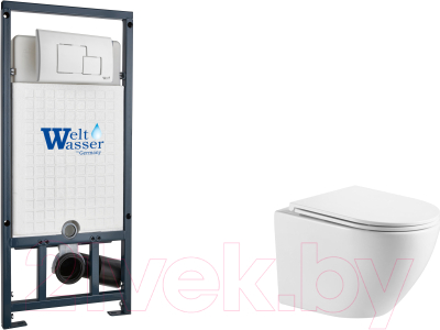 Унитаз подвесной с инсталляцией WeltWasser Marberg 507 + Merzbach 043 GL-WT + Mar 507 SE GL-WT - фото