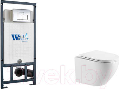 Унитаз подвесной с инсталляцией WeltWasser Marberg 507 + Merzbach 043 GL-WT + Mar 507 SE-CR - фото