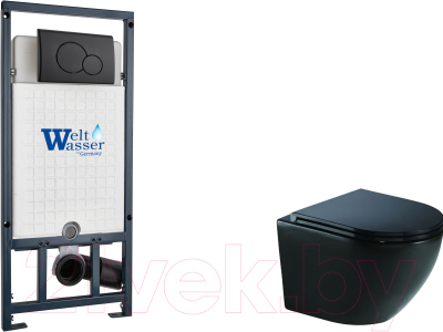 Унитаз подвесной с инсталляцией WeltWasser Marberg 507 + Merzbach 043 MT-BL + Mar 507 RD MT-BL - фото