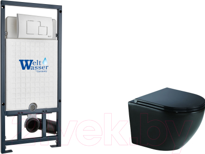Унитаз подвесной с инсталляцией WeltWasser Marberg 507 + Merzbach 043 MT-BL + Mar 507 SE GL-WT - фото