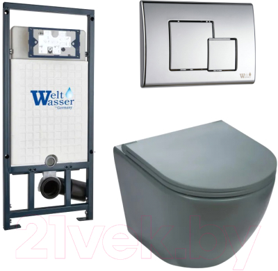 Унитаз подвесной с инсталляцией WeltWasser Marberg 507 + Merzbach 043 MT-GR + Mar 507 SE-CR - фото