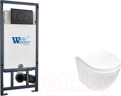 Унитаз подвесной с инсталляцией WeltWasser Marberg 507 + Merzbach 043 MT-WT + Mar 507 RD MT-BL - фото