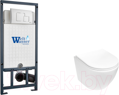 Унитаз подвесной с инсталляцией WeltWasser Marberg 507 + Merzbach 043 MT-WT + Mar 507 SE GL-WT - фото