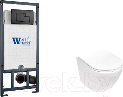 Унитаз подвесной с инсталляцией WeltWasser Marberg 507 + Merzbach 043 MT-WT + Mar 507 SE MT-BL - фото