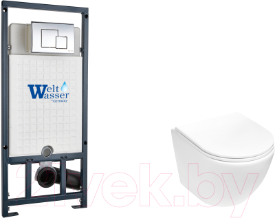 Унитаз подвесной с инсталляцией WeltWasser Marberg 507 + Merzbach 043 MT-WT + Mar 507 SE-CR - фото