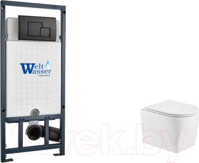 Унитаз подвесной с инсталляцией WeltWasser Marberg 507 + Nesenbach 004 GL-WT + Mar 507 SE-BL - фото