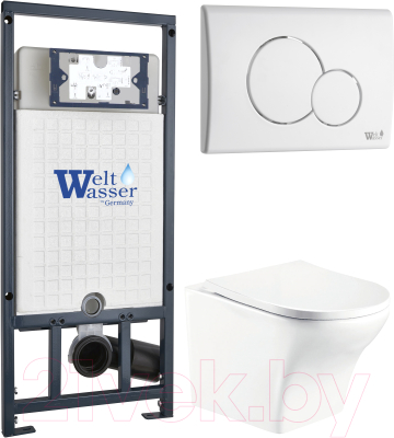 Унитаз подвесной с инсталляцией WeltWasser Marberg 507 + Odenbach 004 GL-WT + Mar 507 GL-WT - фото