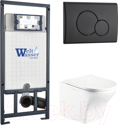 Унитаз подвесной с инсталляцией WeltWasser Marberg 507 + Odenbach 004 GL-WT + Mar 507 MT-BL - фото