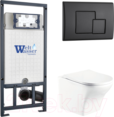Унитаз подвесной с инсталляцией WeltWasser Marberg 507 + Odenbach 004 GL-WT + Mar 507 SE MT-BL - фото