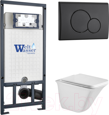 Унитаз подвесной с инсталляцией WeltWasser Marberg 507 + Rotbach 004 GL-WT + Mar 507 RD MT-BL - фото