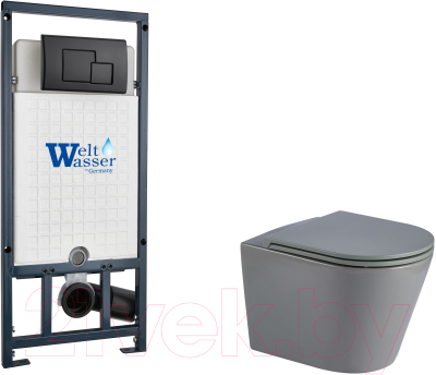 Унитаз подвесной с инсталляцией WeltWasser Marberg 507 + Salzbach 041 MT-GR + Mar 507 SE MT-BL - фото