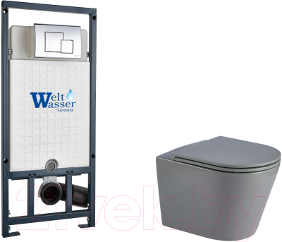 Унитаз подвесной с инсталляцией WeltWasser Marberg 507 + Salzbach 041 MT-GR + Mar 507 SE-CR - фото