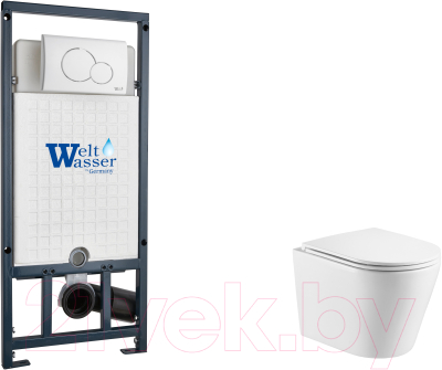 Унитаз подвесной с инсталляцией WeltWasser Marberg 507 + Salzbach 043 GL-WT + Mar 507 RD GL-WT - фото