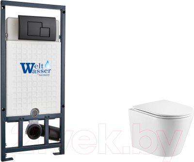 Унитаз подвесной с инсталляцией WeltWasser Marberg 507 + Salzbach 043 GL-WT + Mar 507 SE MT-BL - фото