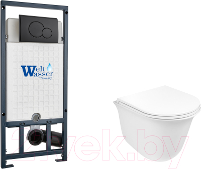 Унитаз подвесной с инсталляцией WeltWasser Marberg 507 + Telbach 004 GL-WT + Mar 507 RD MT-BL - фото