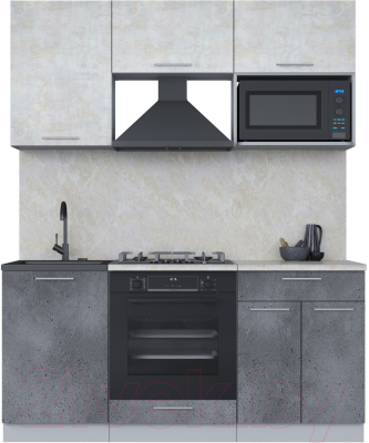 Кухонный гарнитур Интерлиния Мила 1.7 ВТ (бетон лайт/бетон портленд/опал светлый) - фото