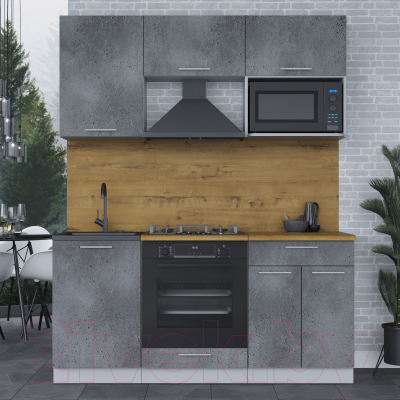 Кухонный гарнитур Интерлиния Мила 1.7 ВТ (бетон портленд/бетон портленд/дуб бунратти)