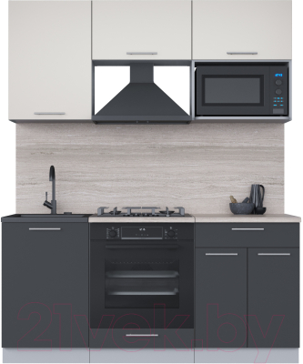 Кухонный гарнитур Интерлиния Мила 1.7 ВТ (персидский жемчуг/антрацит/травертин серый) - фото
