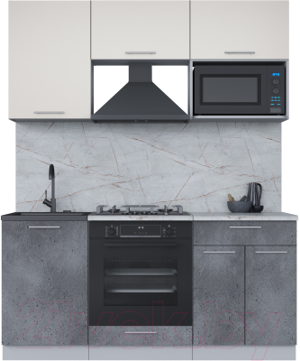 Кухонный гарнитур Интерлиния Мила 1.7 ВТ (персидский жемчуг/бетон портленд/серый каспий) - фото