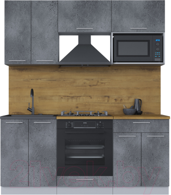 Кухонный гарнитур Интерлиния Мила 1.8 ВТ (бетон портленд/бетон портленд/дуб бунратти) - фото