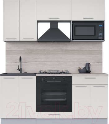 Кухонный гарнитур Интерлиния Мила 1.8 ВТ (персидский жемчуг/персидский жемчуг/травертин серый) - фото