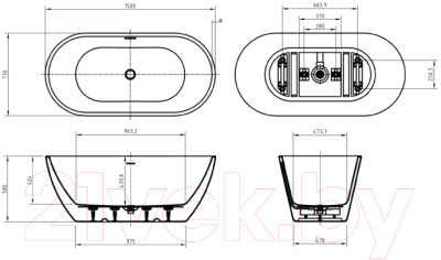 Ванна акриловая BelBagno Due BB701-1500-730-K