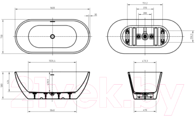 Ванна акриловая BelBagno Due BB701-1600-730-K