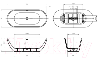 Ванна акриловая BelBagno Due BB701-1700-750-K