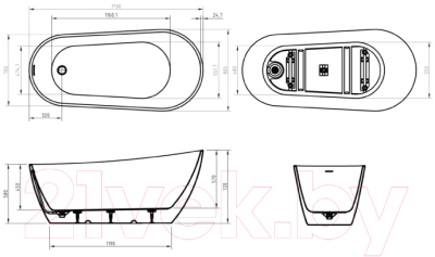 Ванна акриловая BelBagno Due BB704-1700-800-K