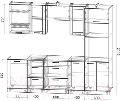 Кухонный гарнитур Интерлиния Мила 2.5 ВТ (бетон лайт/бетон портленд/опал светлый)