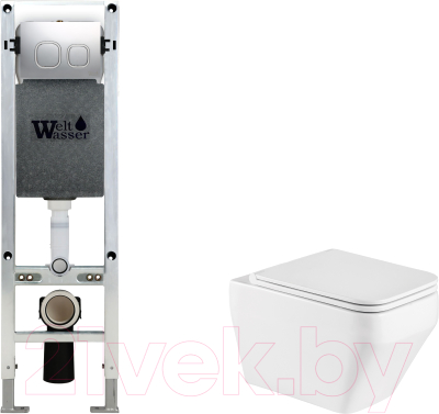 Унитаз подвесной с инсталляцией WeltWasser Amberg 350 ST+ Hofbach 041 GL-WT+ Amberg RD-CR - фото