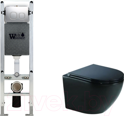 Унитаз подвесной с инсталляцией WeltWasser Amberg 350 ST + Merzbach 043 MT-BL + Amberg RD-MT CR - фото