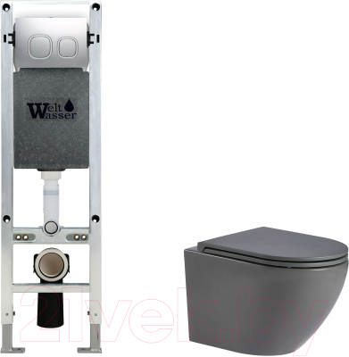 Унитаз подвесной с инсталляцией WeltWasser Amberg 350 ST + Merzbach 043 MT-GR + Amberg RD-MT CR - фото