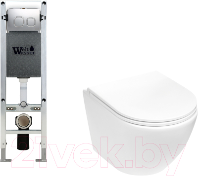 Унитаз подвесной с инсталляцией WeltWasser Amberg 350 ST + Merzbach 043 MT-WT + Amberg RD-MT CR - фото