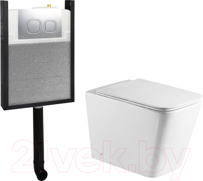 Унитаз приставной с инсталляцией WeltWasser Amberg 404 + Gelbach 002 GL-WT + Amberg RD-MT CR - фото