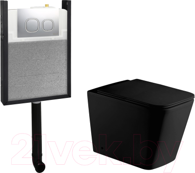 Унитаз приставной с инсталляцией WeltWasser Amberg 404 + Gelbach 002 MT-BL + Amberg RD-MT CR - фото