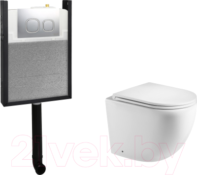 Унитаз приставной с инсталляцией WeltWasser Amberg 404 + Merzbach 002 GL-WT + Amberg RD-CR - фото