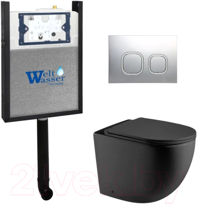Унитаз приставной с инсталляцией WeltWasser Amberg 404 + Merzbach 002 MT-BL + Amberg RD-CR - фото