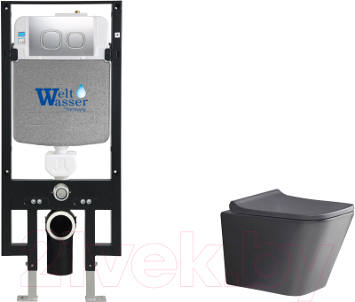 Унитаз подвесной с инсталляцией WeltWasser Amberg 497 + Gelbach 041 MT-GR + Amberg RD-CR - фото