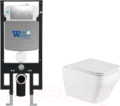 Унитаз подвесной с инсталляцией WeltWasser Amberg 497 + Hofbach 041 GL-WT + Amberg RD-CR - фото