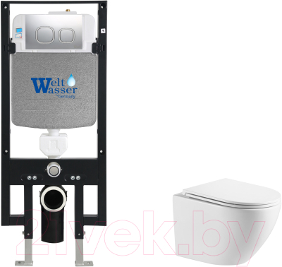 Унитаз подвесной с инсталляцией WeltWasser Amberg 497 + Merzbach 043 GL-WT + Amberg RD-MT CR - фото