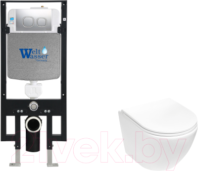 Унитаз подвесной с инсталляцией WeltWasser Amberg 497 + Merzbach 043 MT-WT + Amberg RD-CR - фото