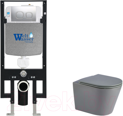 Унитаз подвесной с инсталляцией WeltWasser Amberg 497 + Salzbach 041 MT-GR + Amberg RD-MT CR - фото