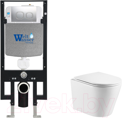 Унитаз подвесной с инсталляцией WeltWasser Amberg 497 + Salzbach 043 GL-WT + Amberg RD-MT CR - фото
