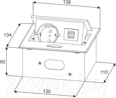 Блок розеточный AKS Nova 4 выдвижной