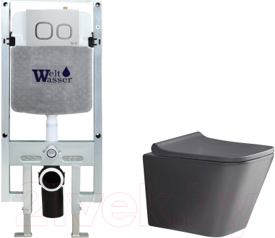 Унитаз подвесной с инсталляцией WeltWasser Amberg 497 ST + Gelbach 041 MT-GR + Amberg RD-CR - фото