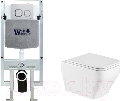 Унитаз подвесной с инсталляцией WeltWasser Amberg 497 ST + Hofbach 041 GL-WT + Amberg RD-CR - фото