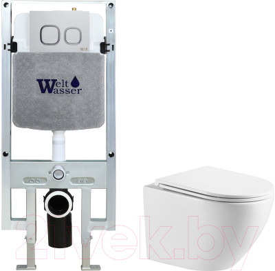 Унитаз подвесной с инсталляцией WeltWasser Amberg 497 ST + Merzbach 043 GL-WT + Amberg RD-CR - фото